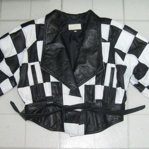 Cache Black & white checkered jacket